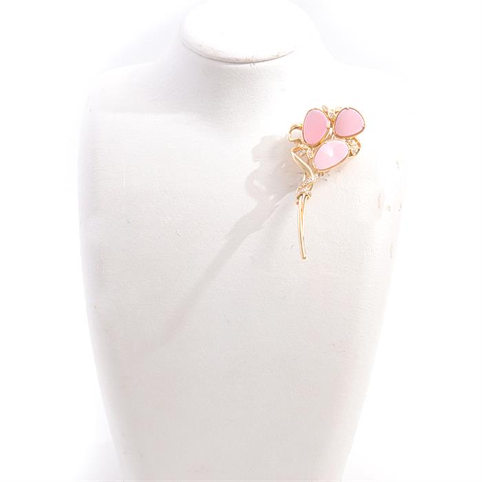 クイーンジュエリー ブローチ レディース コンクシェル×ダイヤモンド ブローチ D0.45ct イエローゴールド Queen Jewelry 750YG 中古