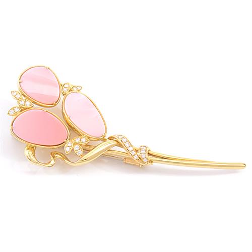 クイーンジュエリー ブローチ レディース コンクシェル×ダイヤモンド ブローチ D0.45ct イエローゴールド Queen Jewelry 750YG 中古