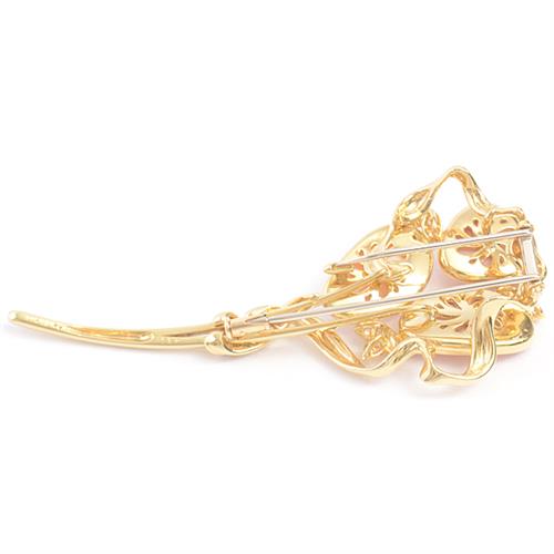 クイーンジュエリー ブローチ レディース コンクシェル×ダイヤモンド ブローチ D0.45ct イエローゴールド Queen Jewelry 750YG 中古