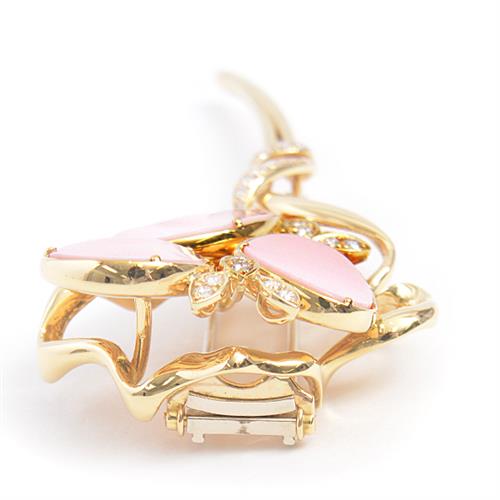 クイーンジュエリー ブローチ レディース コンクシェル×ダイヤモンド ブローチ D0.45ct イエローゴールド Queen Jewelry 750YG 中古