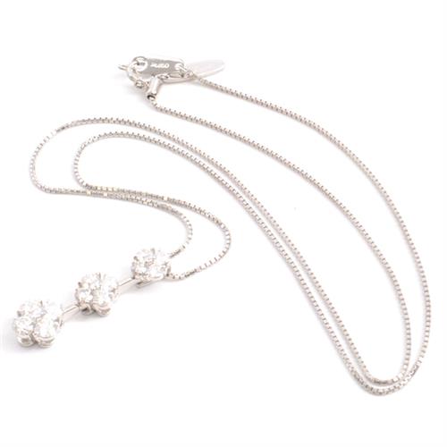 モニッケンダム ネックレス レディース フローラル ダイヤモンド ネックレス D1.39ct プラチナ MONNICKENDAM PT850×PT900 中古