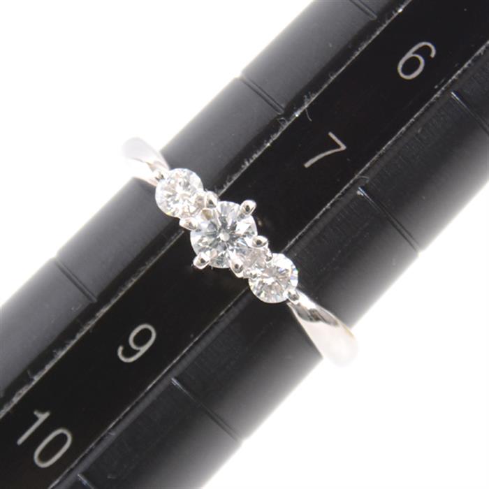 タサキ 指輪 レディース 3Pダイヤモンド リング 8号 D0.33ct プラチナ TASAKI PT900 中古
