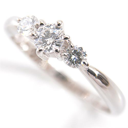 タサキ 指輪 レディース 3Pダイヤモンド リング 8号 D0.33ct プラチナ TASAKI PT900 中古
