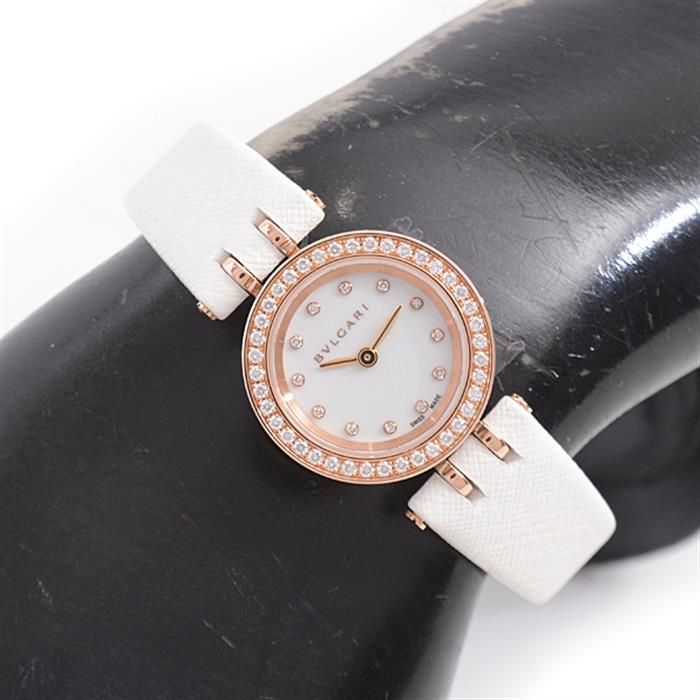 ブルガリ 時計 レディース ビーゼロワン B-ZERO1 ダイヤベゼル 12Pダイヤ 電池式 ホワイト文字盤 ピンクゴールド SS×PG BVLGARI BZP23SG 中古