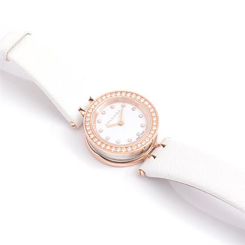 ブルガリ 時計 レディース ビーゼロワン B-ZERO1 ダイヤベゼル 12Pダイヤ 電池式 ホワイト文字盤 ピンクゴールド SS×PG BVLGARI BZP23SG 中古