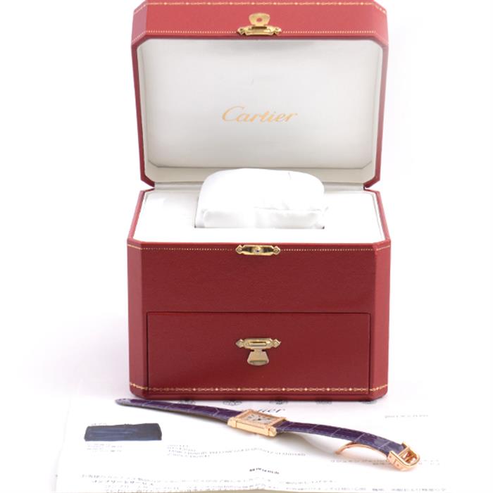 カルティエ 時計 レディース タンクシノワーズSM 電池式 2重ダイヤベゼル アイボリー文字盤 イエローゴールド Cartier 750YG 中古