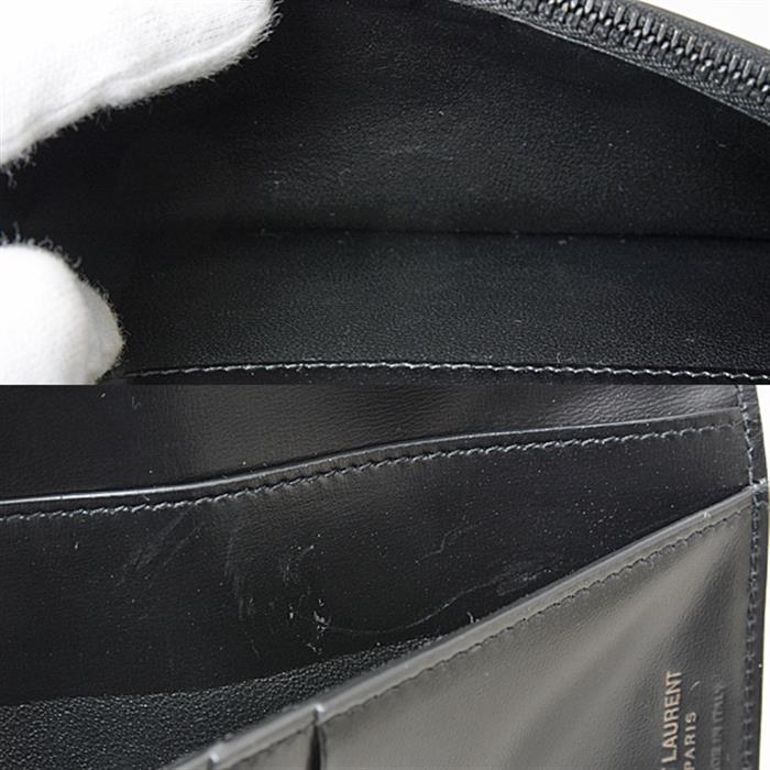 サンローラン 長財布 メンズ タイニー モノグラム ロングウォレット カーフ ブラック SAINT LAURENT 607746 中古