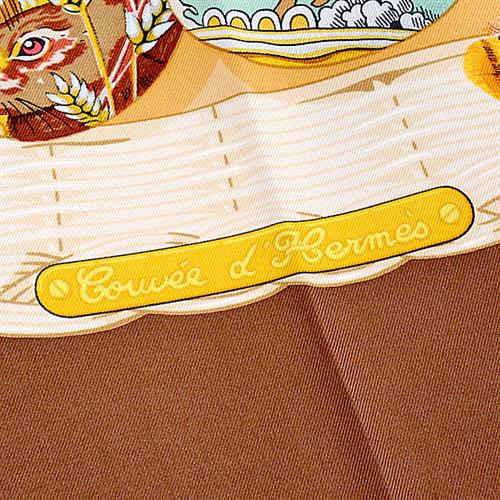 エルメス スカーフ レディース カレ90 Couvee d Hermes エルメスの卵 ストール シルク ブラウン HERMES【中古】