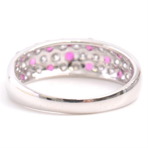 ミキモト 指輪 レディース ダイヤモンド×ルビー リング D1.02ct R0.56ct 19号 K18WG ホワイトゴールド MIKIMOTO【中古】