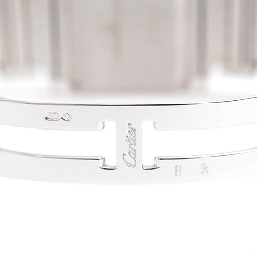 カルティエ 時計 レディース ボーイズ タンクフランセーズMM 2重ダイヤベゼル 電池式 アイボリー文字盤 ホワイトゴールド Cartier 750WG 中古