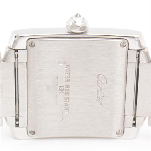 カルティエ 時計 レディース ボーイズ タンクフランセーズMM 2重ダイヤベゼル 電池式 アイボリー文字盤 ホワイトゴールド Cartier 750WG 中古