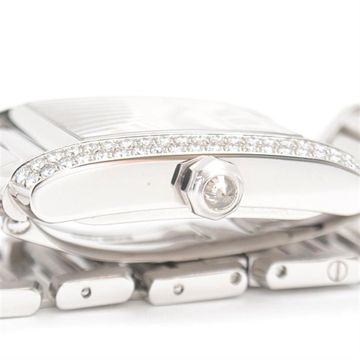 カルティエ 時計 レディース ボーイズ タンクフランセーズMM 2重ダイヤベゼル 電池式 アイボリー文字盤 ホワイトゴールド Cartier 750WG 中古