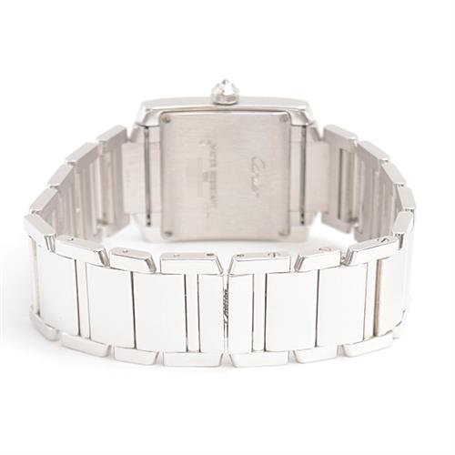 カルティエ 時計 レディース ボーイズ タンクフランセーズMM 2重ダイヤベゼル 電池式 アイボリー文字盤 ホワイトゴールド Cartier 750WG 中古