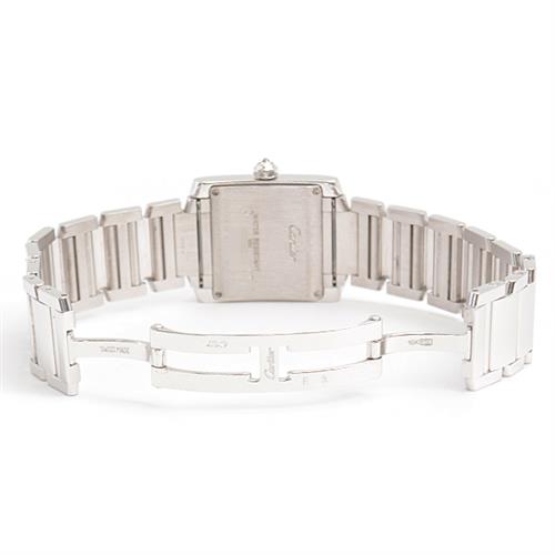 カルティエ 時計 レディース ボーイズ タンクフランセーズMM 2重ダイヤベゼル 電池式 アイボリー文字盤 ホワイトゴールド Cartier 750WG 中古