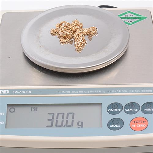 喜平 ネックレス K18 6面カット ダブル 30g 50cm 造幣局検定刻印入 メンズ レディース チェーン イエローゴールド YG 【中古】