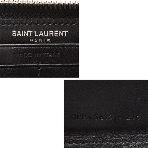 サンローラン 財布 レディース 長財布 ラウンドファスナー スパンコール レザー ブラック 456121 SAINT LAURENT 【中古】