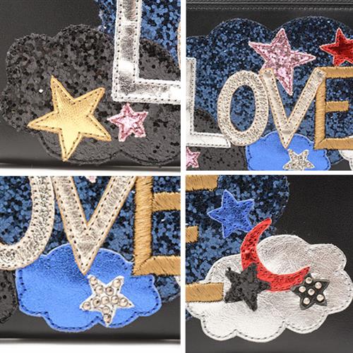 サンローラン 財布 レディース 長財布 ラウンドファスナー スパンコール レザー ブラック 456121 SAINT LAURENT 【中古】