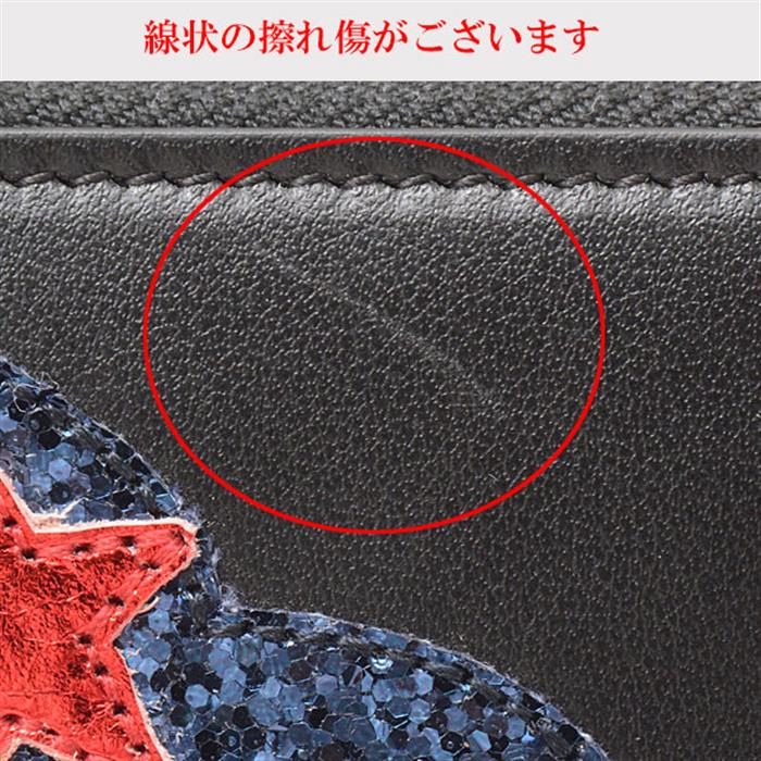 サンローラン 財布 レディース 長財布 ラウンドファスナー スパンコール レザー ブラック 456121 SAINT LAURENT 【中古】