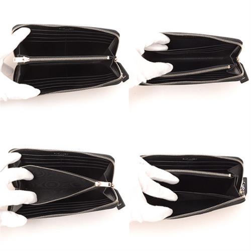 サンローラン 財布 レディース 長財布 ラウンドファスナー スパンコール レザー ブラック 456121 SAINT LAURENT 【中古】