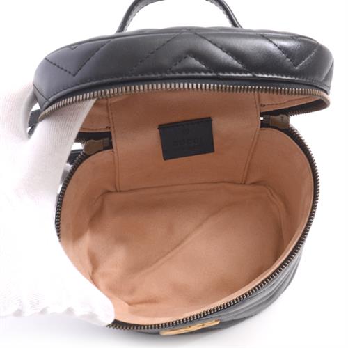 グッチ バッグ レディース キルティング バッグパック リュック ミニ GGマーモント ブラック GUCCI 598594 レザー 中古