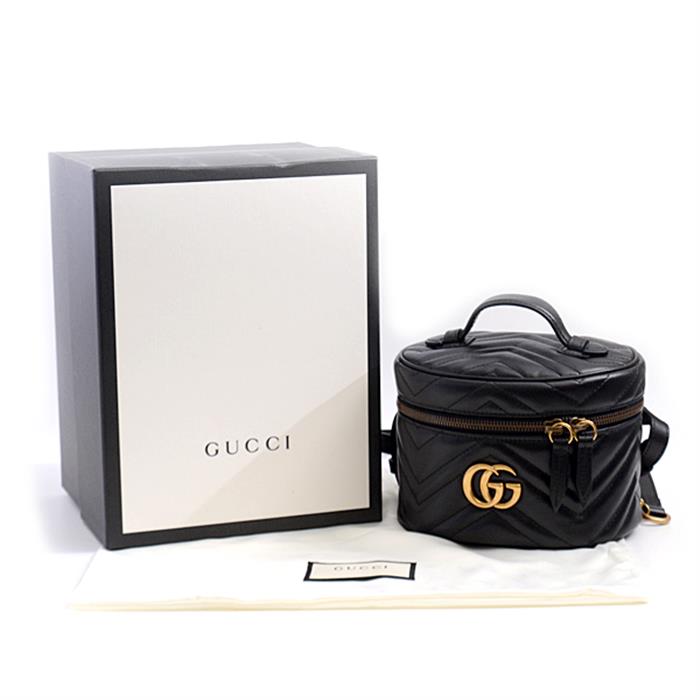 グッチ バッグ レディース キルティング バッグパック リュック ミニ GGマーモント ブラック GUCCI 598594 レザー 中古