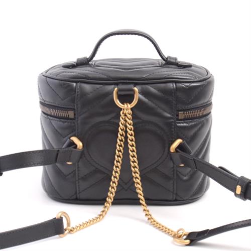 グッチ バッグ レディース キルティング バッグパック リュック ミニ GGマーモント ブラック GUCCI 598594 レザー 中古
