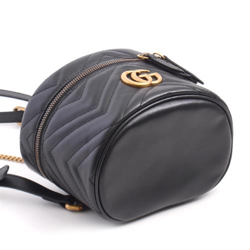 グッチ バッグ レディース キルティング バッグパック リュック ミニ GGマーモント ブラック GUCCI 598594 レザー 中古