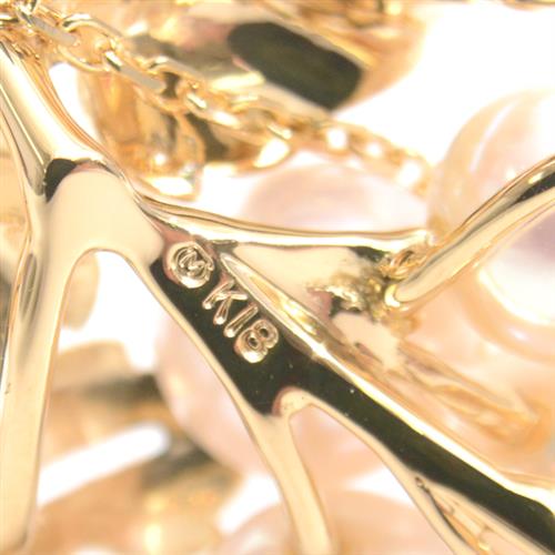 ミキモト ネックレス レディース 葡萄モチーフ パールネックレス 5.8mm～6.7mm珠 イエローゴールド MIKIMOTO K18 中古