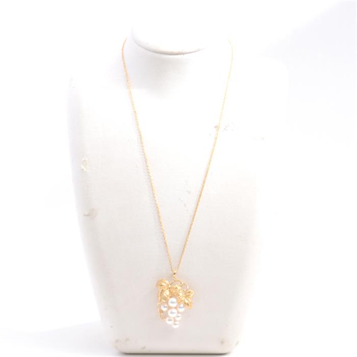 ミキモト ネックレス レディース 葡萄モチーフ パールネックレス 5.8mm～6.7mm珠 イエローゴールド MIKIMOTO K18 中古