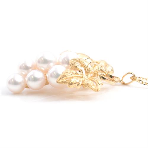 ミキモト ネックレス レディース 葡萄モチーフ パールネックレス 5.8mm～6.7mm珠 イエローゴールド MIKIMOTO K18 中古