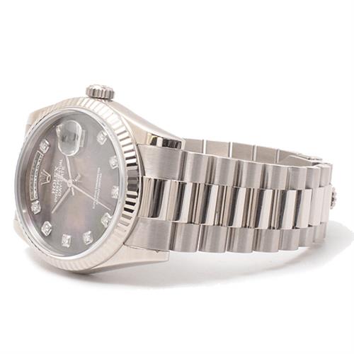 ロレックス 時計 メンズ デイデイト 日ロレ修理済 10Pダイヤ インデックス ブラックシェル ホワイトゴールド ROLEX 118239NG Y番【中古】