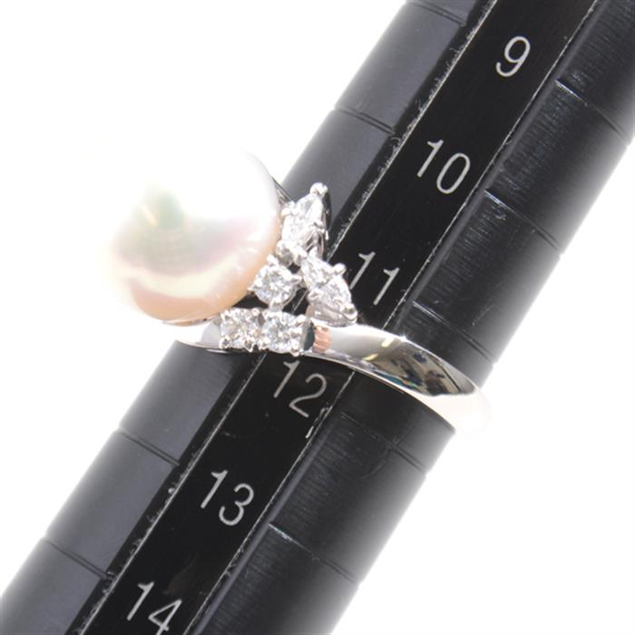 ミキモト 指輪 レディース パール×ダイヤモンドリング 11.5号 11.6mm珠 D0.42ct プラチナ MIKIOTO PT900 中古