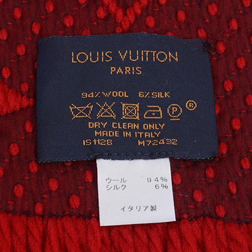 ルイヴィトン マフラー レディース エシャルプ ロゴマニア ルビー レッド M72432 Louis Vuitton【中古】