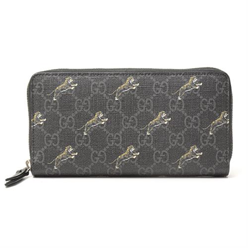 グッチ 財布 ユニセックス ラウンドファスナーウォレット 長財布 GGスプリーム タイガープリント ブラック 575135 GUCCI 【中古】