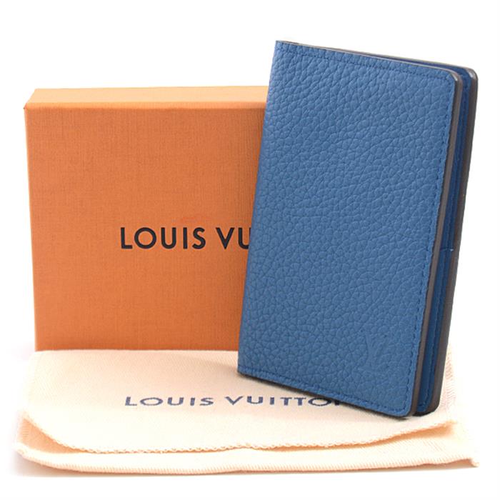 LOUIS VUITTON 名刺入れ ネイビー ブラック オレンジ レザー