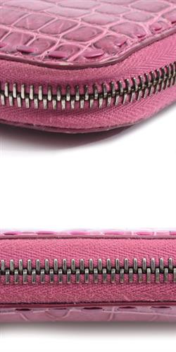 ボッテガヴェネタ 財布 レディース ラウンドファスナー ピンク系 クロコダイル BOTTEGA VENETA【中古】