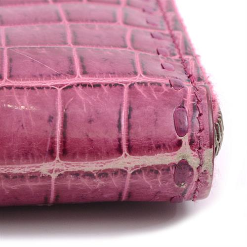 ボッテガヴェネタ 財布 レディース ラウンドファスナー ピンク系 クロコダイル BOTTEGA VENETA【中古】