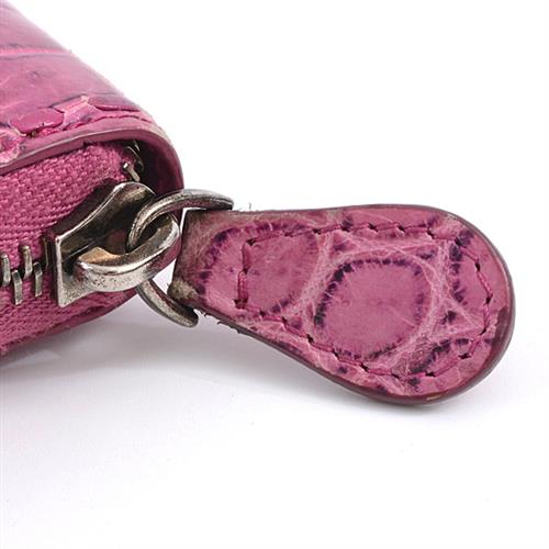 ボッテガヴェネタ 財布 レディース ラウンドファスナー ピンク系 クロコダイル BOTTEGA VENETA【中古】