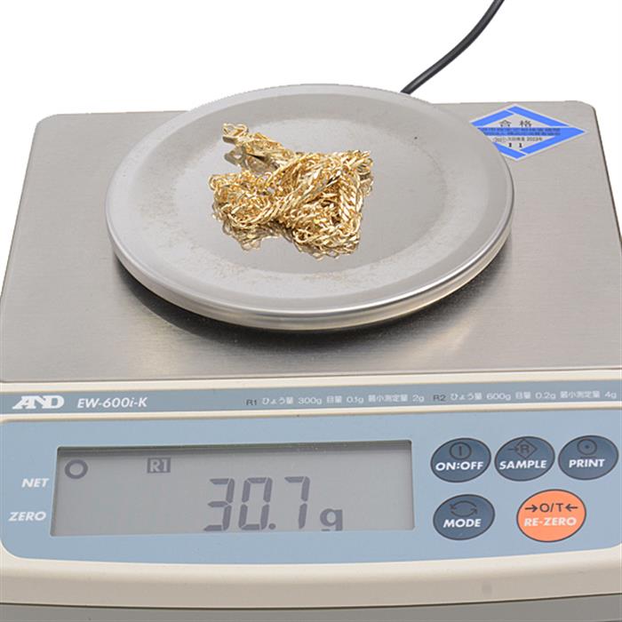 喜平 ネックレス K18 Mカット トリプル 30g 40cm 造幣局検定刻印入 メンズ レディース チェーン イエローゴールド YG 【中古】