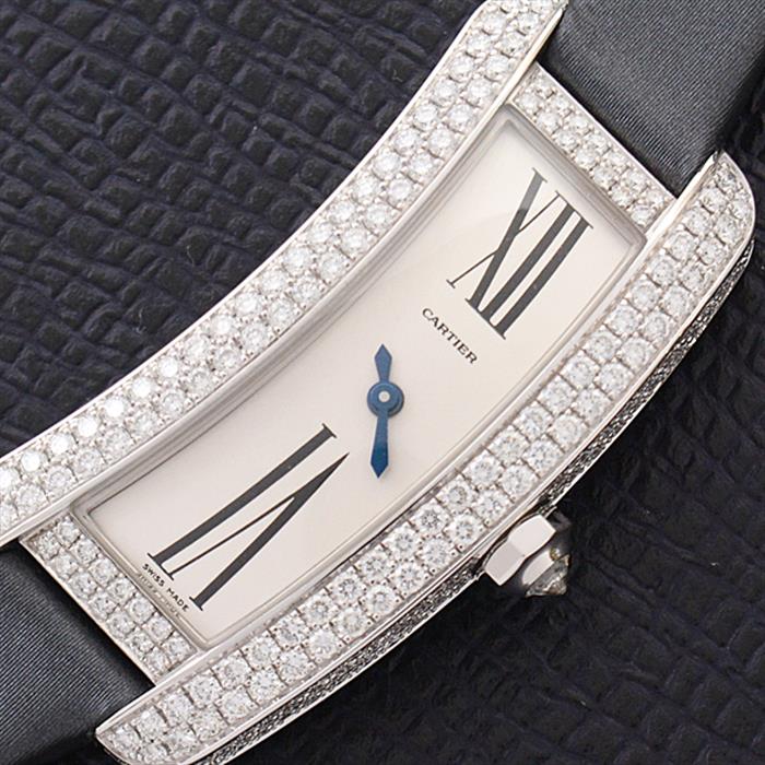 カルティエ 時計 レディース タンクS 2重ダイヤベゼル ホワイトゴールド 電池式 シルバー文字盤 Cartier WJ300950 750WG 中古