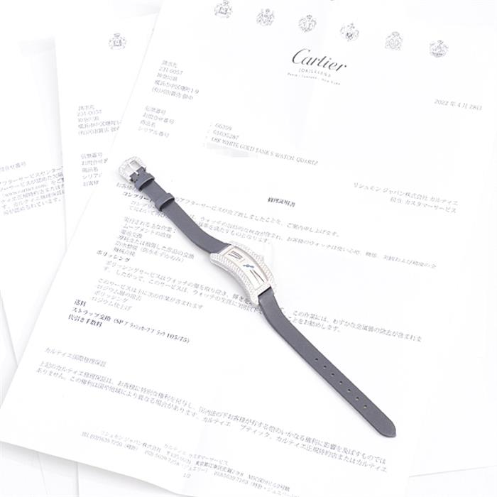 カルティエ 時計 レディース タンクS 2重ダイヤベゼル ホワイトゴールド 電池式 シルバー文字盤 Cartier WJ300950 750WG 中古