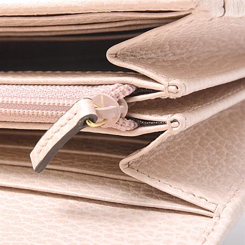 グッチ 財布 レディース フラップ付き長財布 GGマーモント レザー ピンク 456116 GUCCI【中古】