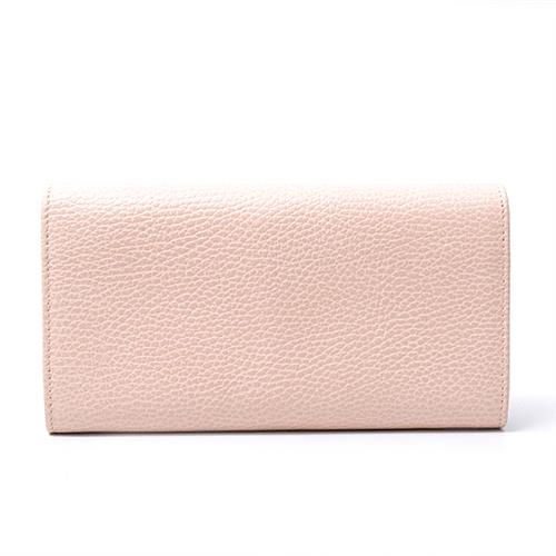 グッチ 財布 レディース フラップ付き長財布 GGマーモント レザー ピンク 456116 GUCCI【中古】