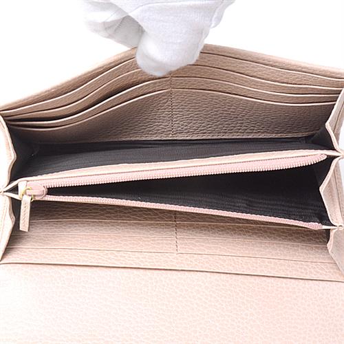 グッチ 財布 レディース フラップ付き長財布 GGマーモント レザー ピンク 456116 GUCCI【中古】