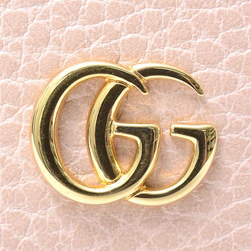 グッチ 財布 レディース フラップ付き長財布 GGマーモント レザー ピンク 456116 GUCCI【中古】