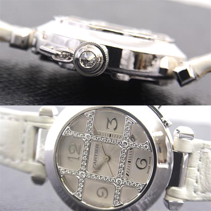 カルティエ 腕時計 レディース WJ101456 パシャ 32mm ダイヤグリッド 自動巻き 750WG ホワイトゴールド【中古】