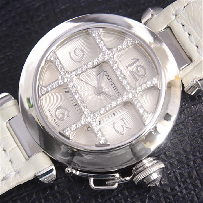 カルティエ 腕時計 レディース WJ101456 パシャ 32mm ダイヤグリッド 自動巻き 750WG ホワイトゴールド【中古】