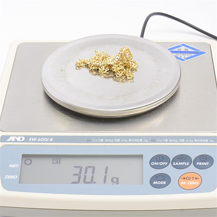 喜平 ネックレス K18 6面カット ダブル 30g 50cm 造幣局検定刻印入 メンズ レディース チェーン イエローゴールド YG 【中古】