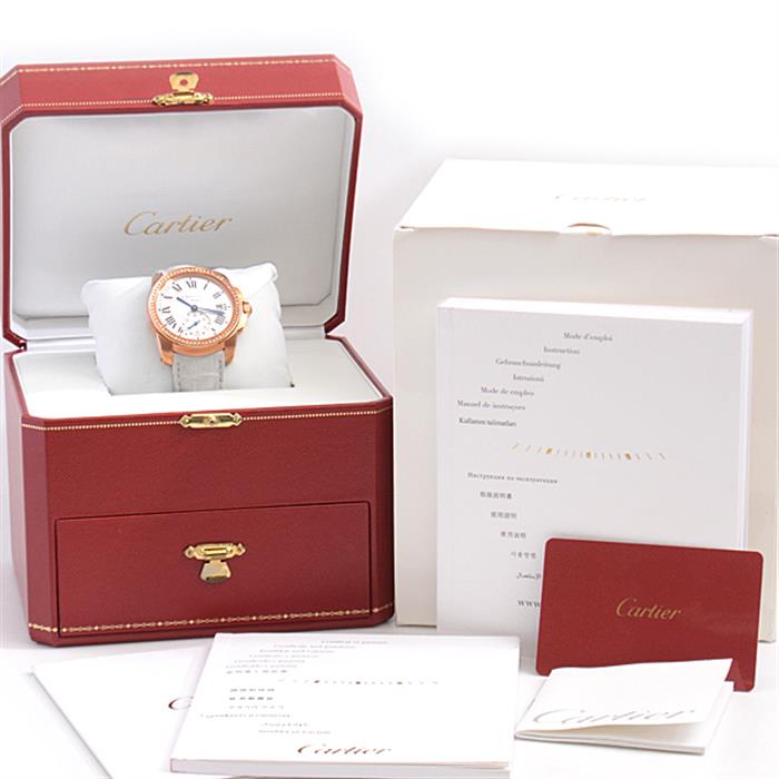 カルティエ 時計 メンズ カリブル ドゥ カルティエ 自動巻 ダイヤモンドベゼル シルバー文字盤 Cartier 750PG WF100013 中古