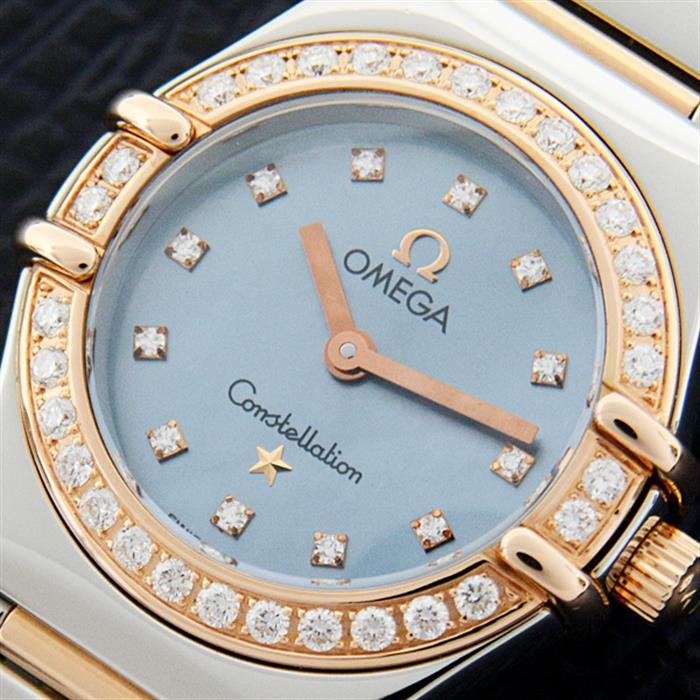 オメガ 腕時計 レディース コンステレーション マイチョイス ダイヤベゼル 12Pダイヤ 電池式 限定品 SS×PG OMEGA 1357.77.00 中古